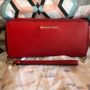 Jet set Travel leather Continental Wallet - Red